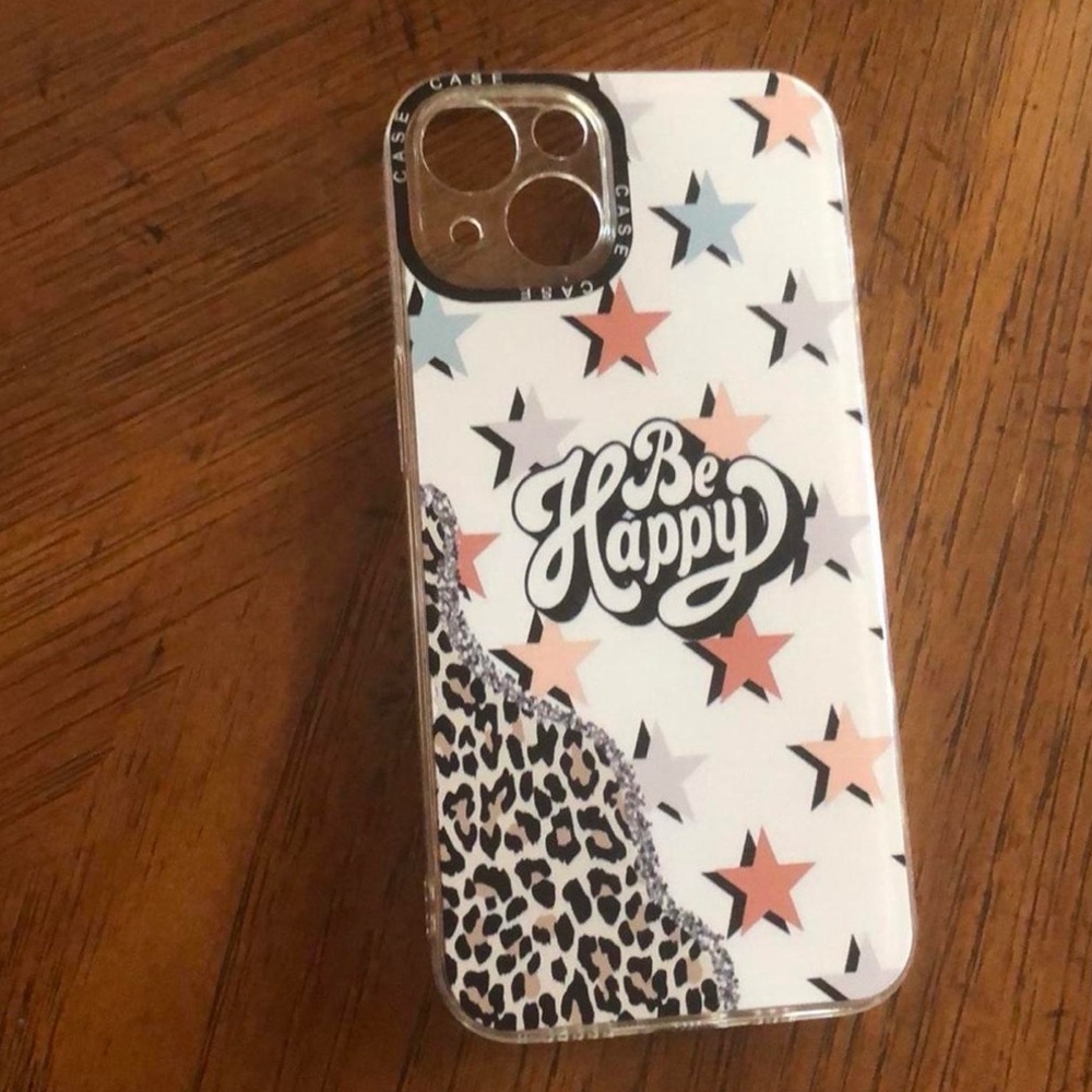 Case-Mate Be Happy Star Leopard Phone Case - Black, White, Pink